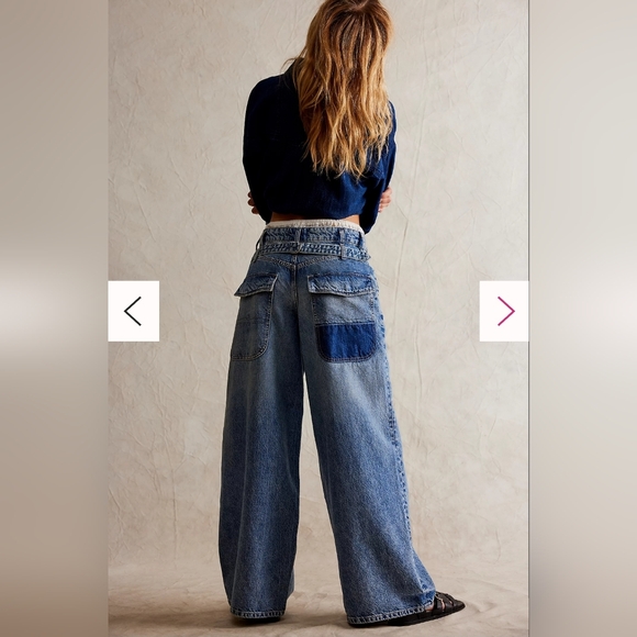 Free People Blue Wide Leg Jeans